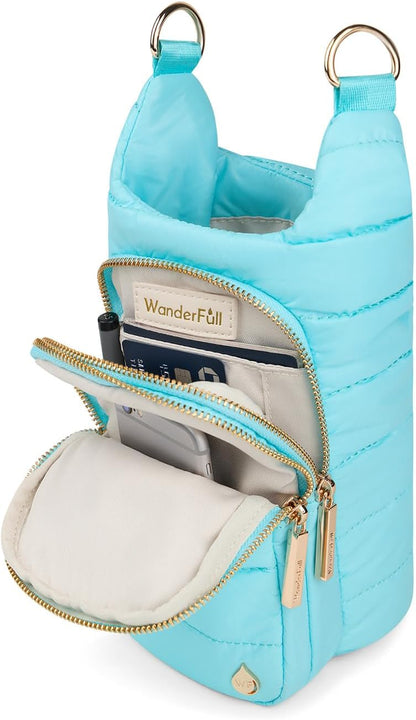 WanderFull Original HydroBag Fits Up to 32 oz Water Bottle Holder with Strap – Hands-Free Crossbody Water Bottle Carrier Bag with Phone Pocket - Colors A