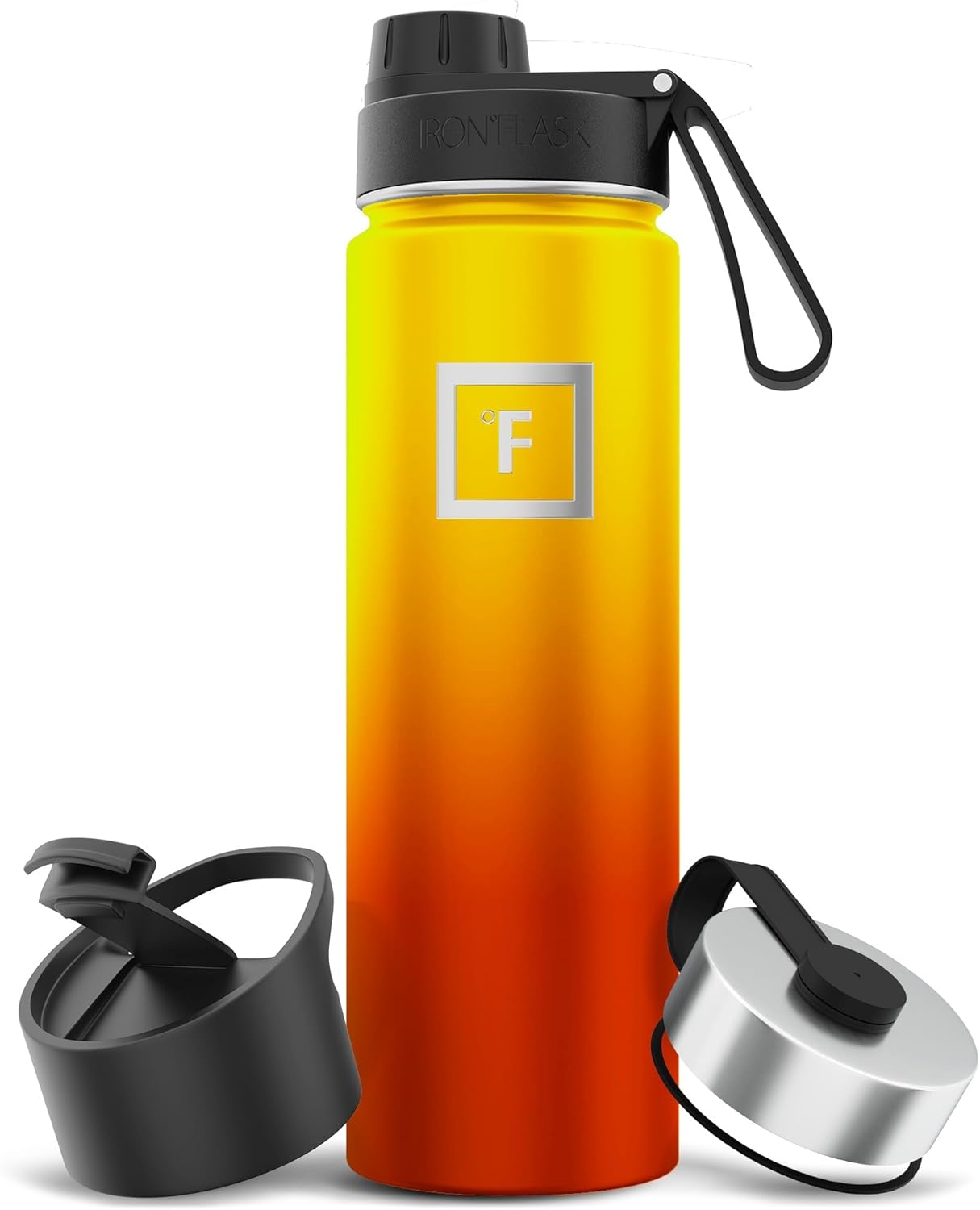 IRON °FLASK Camping & Hiking Hydration Flask with Straw, Wide Mouth Insulated Stainless Steel Sports Water Bottle - 22 oz Aurora