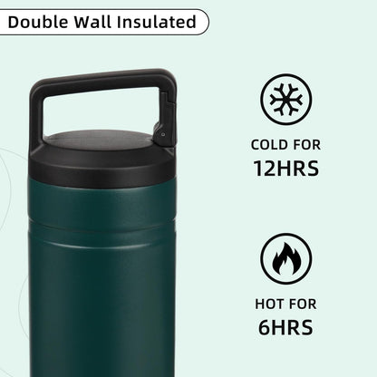 BJPKPK Insulated Water Bottle with 2 Lids,20 oz Double Wall Stainless Steel Vacuum Tumbler Travel Coffee Mug,Wide Mouth Thermal Cup,Haze Blue