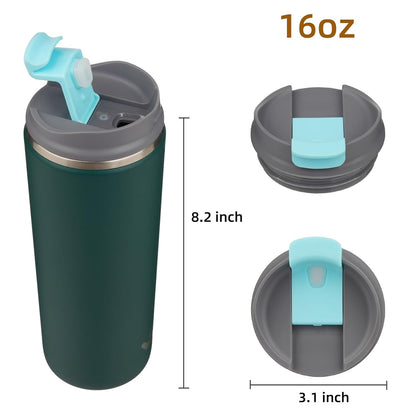 Konokyo Tumbler with Lid, 16 oz Travel Coffee Mug Double Wall Vacuum Stainless Steel Thermal Metal Cup Insulated Water Bottle,Navy Blue