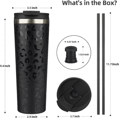 BJPKPK 22oz Insulated Tumbler With lid And Straw Stainless Steel Tumblers Travel Coffee Mug Reusable Thermal Cup,Sky