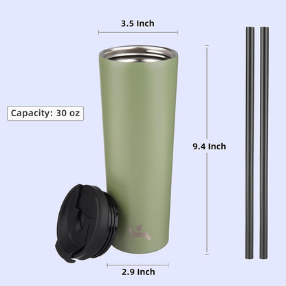 Konokyo 30 OZ Insulated Tumbler with Lid and 2 Straws Stainless Steel Water Bottle Vacuum Travel Mug Coffee Cup,Pastel Sunset