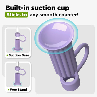 6 Pcs Straw Cover Caps with Suction Base, 0.4in/10mm Straw Toppers for Stanley Cup 30/40 oz, Multicolor