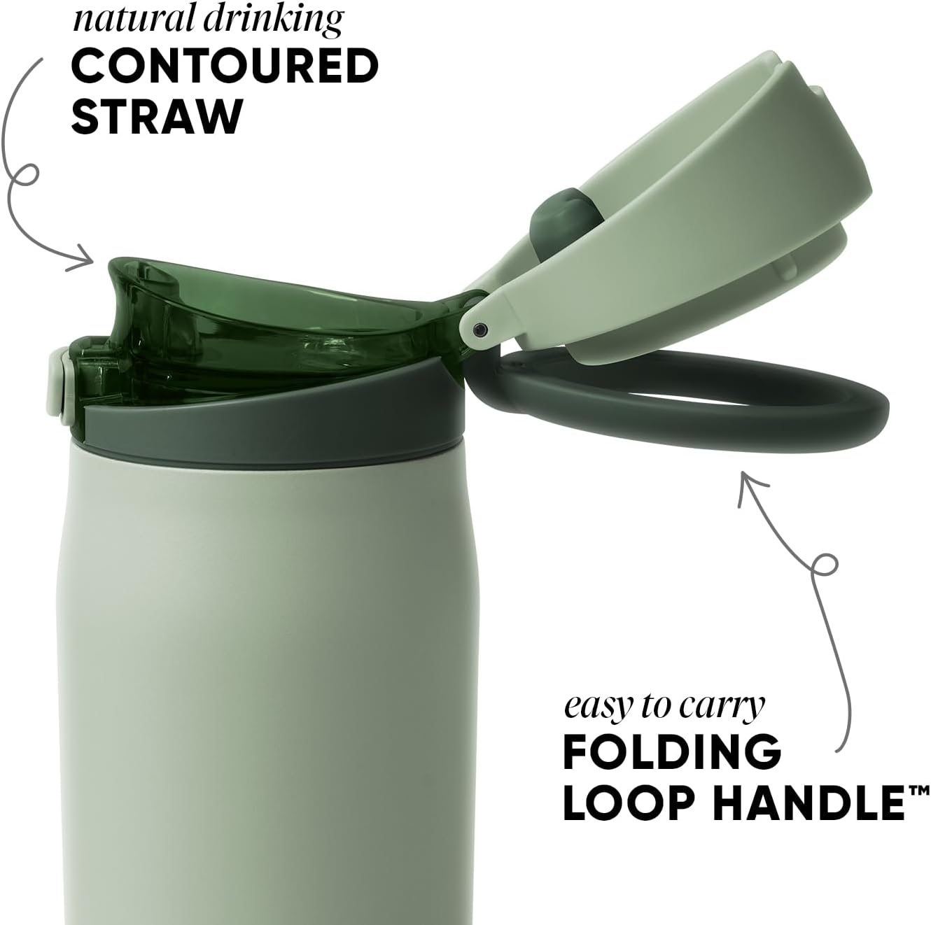 Simple Modern Mesa Loop Water Bottle with Covered Straw and Handle | 24oz Cup Holder Friendly Insulated Stainless Steel Bottles for Travel, Sports and School | Iris Sage - Colors A