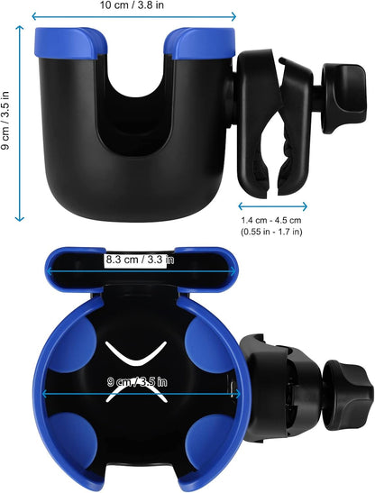 Accmor Stroller Cup Holder with Phone Holder, Bike Cup Holder, Universal Cup Holder for Uppababy Nuna Doona Strollers, 2-in-1 Cup Holder for Walker, Wheelchair, Scooter - Colors A