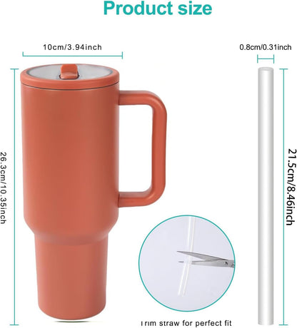 40 oz Insulated Tumbler with Handle,Flip Straw,Lid & Rubber Base Stainless Steel Water Bottle - Leak Proof Vacuum Insulated Mug BPA Free Reusable Travel Cup Gifts for Women/Men (light blue)