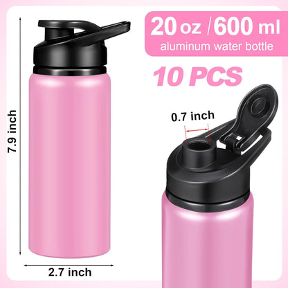 CHENGU Water Bottle Bulk 20 oz Aluminum Reusable Bottles Lightweight Snap Lid Water Cups Easy Carry Leak Proof Travel Tumbler for Gym Sports Camping Hiking Fishing