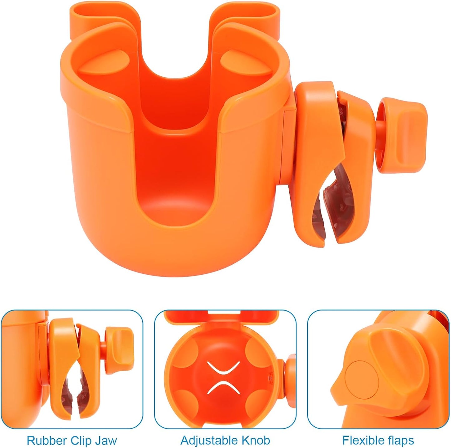 Accmor Stroller Cup Holder with Phone Holder, Bike Cup Holder, Universal Cup Holder for Uppababy Nuna Doona Strollers, 2-in-1 Cup Holder for Walker, Wheelchair, Scooter - Colors A