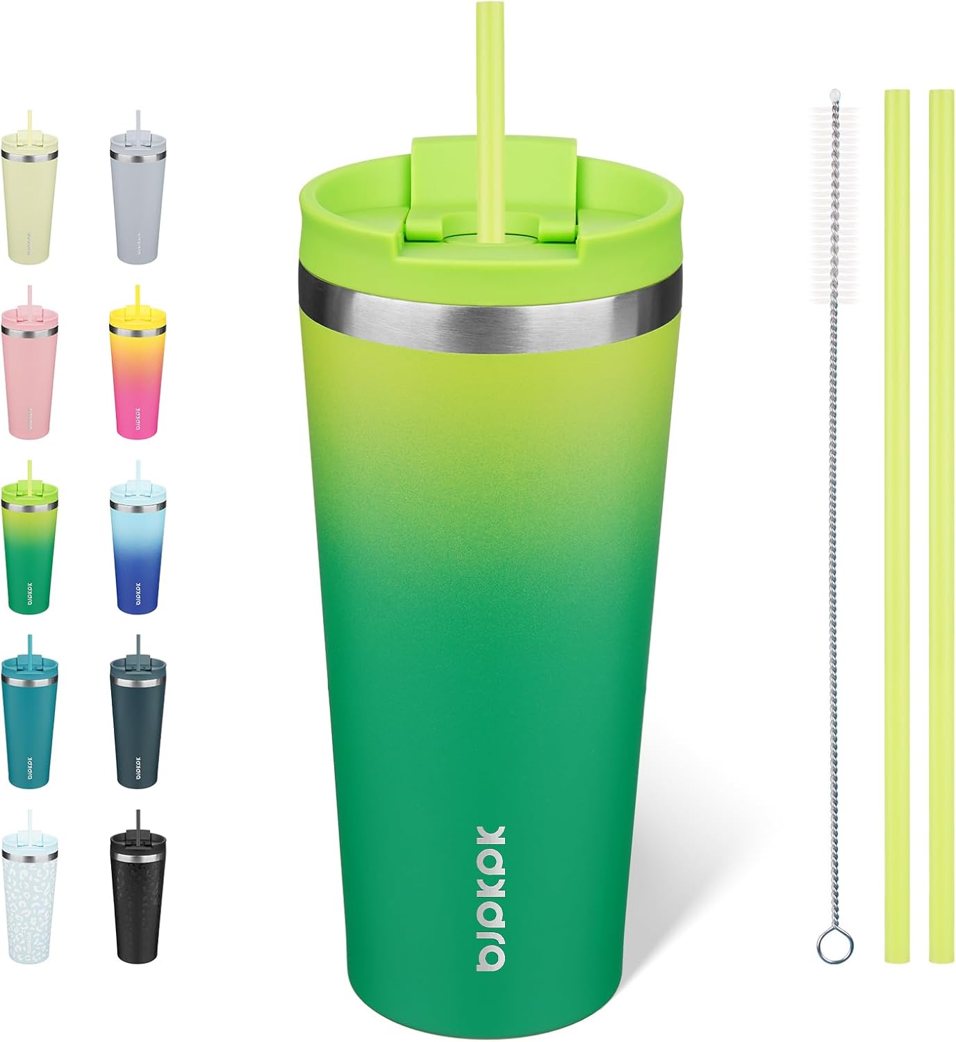 BJPKPK 22oz Insulated Tumbler With lid And Straw Stainless Steel Tumblers Travel Coffee Mug Reusable Thermal Cup,Sky