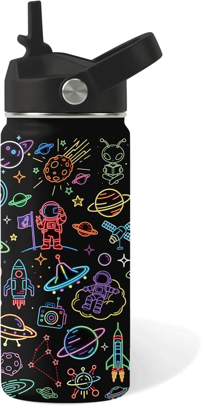 Strawberry Gifts for Kids - 16oz Pink Kids Water Bottle with Straw Lid, Stainless Steel Insulated Water Bottle, Leakproof, BPA-Free, for Girls, School, Strawberry Lover Children Birthday Gift Cup(1pc)
