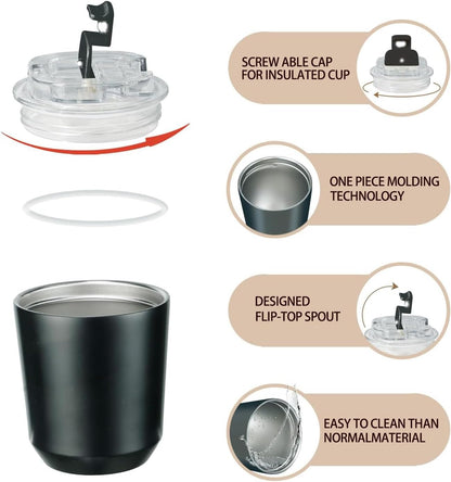 DEQIANG Travel Coffee Cup, Coffee Cup Travel with Lid, Insulated Coffee Mug for Hot & Cold Beverages, Great Gift Choice for Coffee Lovers, Office Workers, Hikers & Commuters (Black, 8.5 oz)