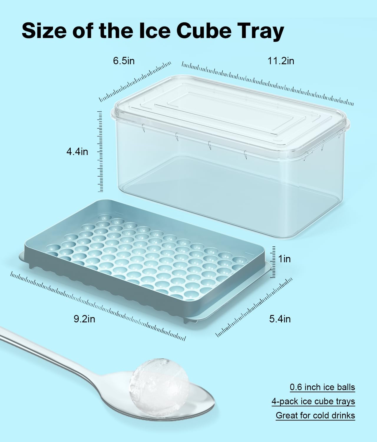 Ice Cube Tray with Lid and Bin – Round Ice Cube Trays for Freezer, BPA-Free Food-Grade Ice Mold, Stackable Ice Ball Maker, Iced Bucket Kits, Circle Ice Tray for Cocktails, Whiskey, Coffee, and Drinks