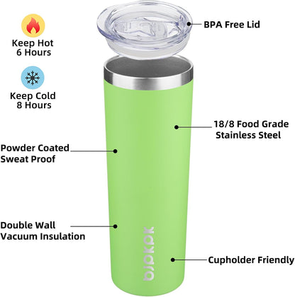 BJPKPK Skinny Tumbler with Lid 20 oz Stainless Steel Vacuum Insulated Double Wall Travel Coffee Water Tumblers Cup,White