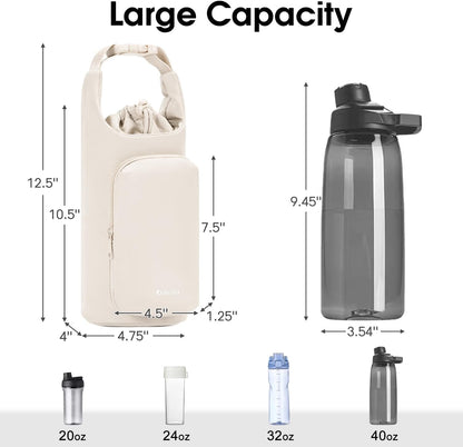 Ceneda Water Bottle Carrier Bag with Phone Pocket 32oz 40oz Tumbler Insulated Water Bottle Holder with Adjustable Shoulder Strap Carrier Sling Bag (Purple)