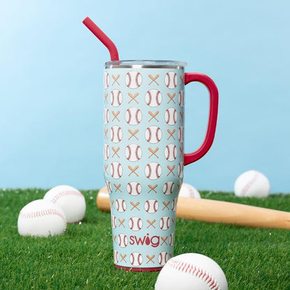 Swig Life 40oz Mega Mug, 40 oz Tumbler with Handle and Straw, Cup Holder Friendly, Dishwasher Safe, Extra Large Insulated Tumbler, Stainless Steel (Pickleball)