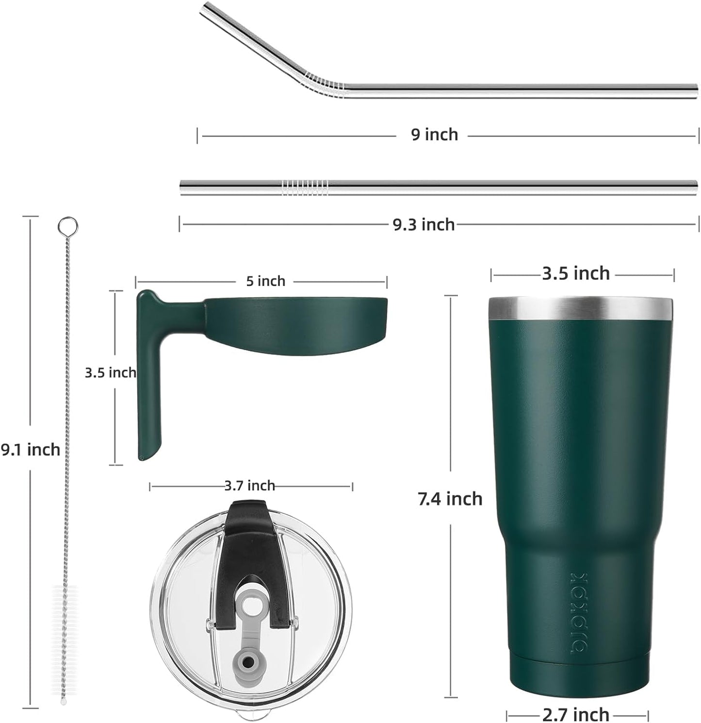 BJPKPK Tumbler With Handle And Straw Lid 40 oz Stainless Steel Insulated Coffee Tumbler Cups For Home, Office or Car,Turquoise