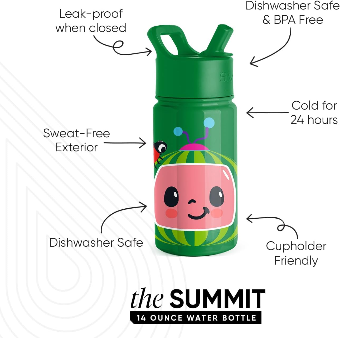 Simple Modern Kids Water Bottle with Straw Lid | 14oz Insulated Stainless Steel Kids Tumbler & Spill Proof Toddler Cup for School, Girls, Boys | Summit | Chloe Floral - Colors B