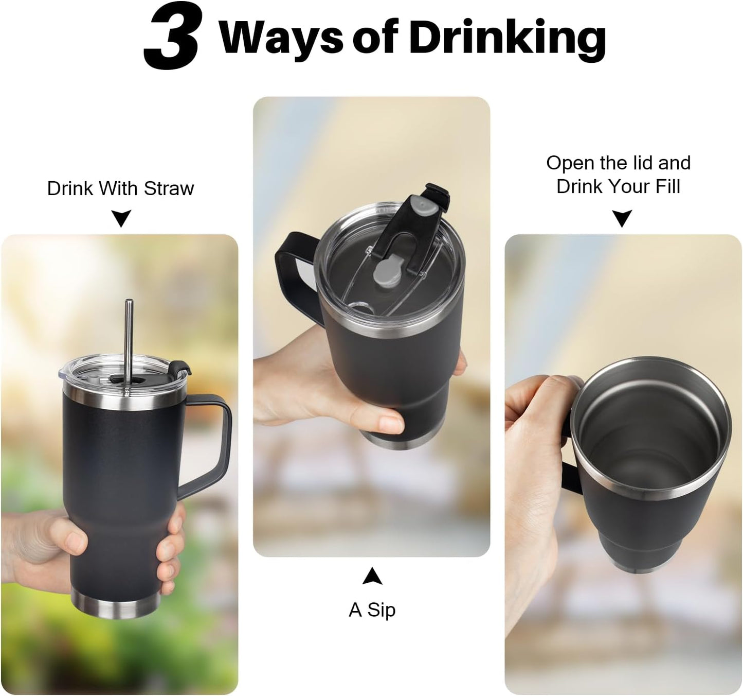 20 oz Tumbler with Handle, Stainless Steel Insulated Tumbler with Lid and Straw, Double Wall Vacuum Coffee Mug Tumbler, Insulated Coffee Thermal Cup for Cold and Hot (Light Purple)