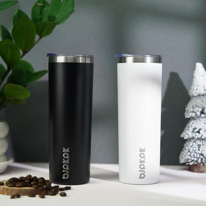 BJPKPK Skinny Tumbler with Lid 20 oz Stainless Steel Vacuum Insulated Double Wall Travel Coffee Water Tumblers Cup,White