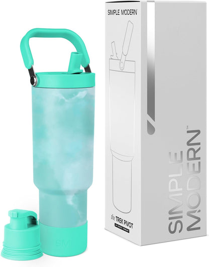 Simple Modern Trek Pivot | 40oz Flip Straw Tumbler with Handle | Water Bottle & Boot | Interchangeable Straw & Chug Lids | Insulated Stainless Steel Jug | Gym Sports Outdoors | Forest - Colors B