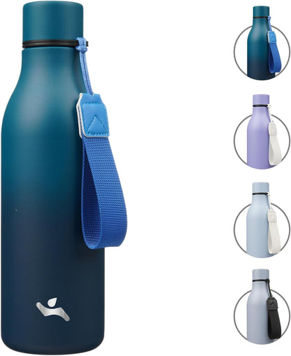 Konokyo Insulated Water Bottle with Strap,18 oz Double Wall Stainless Steel Vacuum Bottles Metal Water Flask,Macaron Green - Colors A