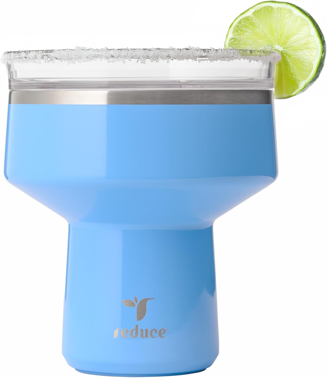 REDUCE Saltini 16 oz Cocktail Tumbler - Insulated Margarita Tumbler with Lid - Keeps Drinks Cold for 10 Hours - 360 Sippable Martini Glass Alternative - Shatterproof, Perfect for Parties - Cloud Blue