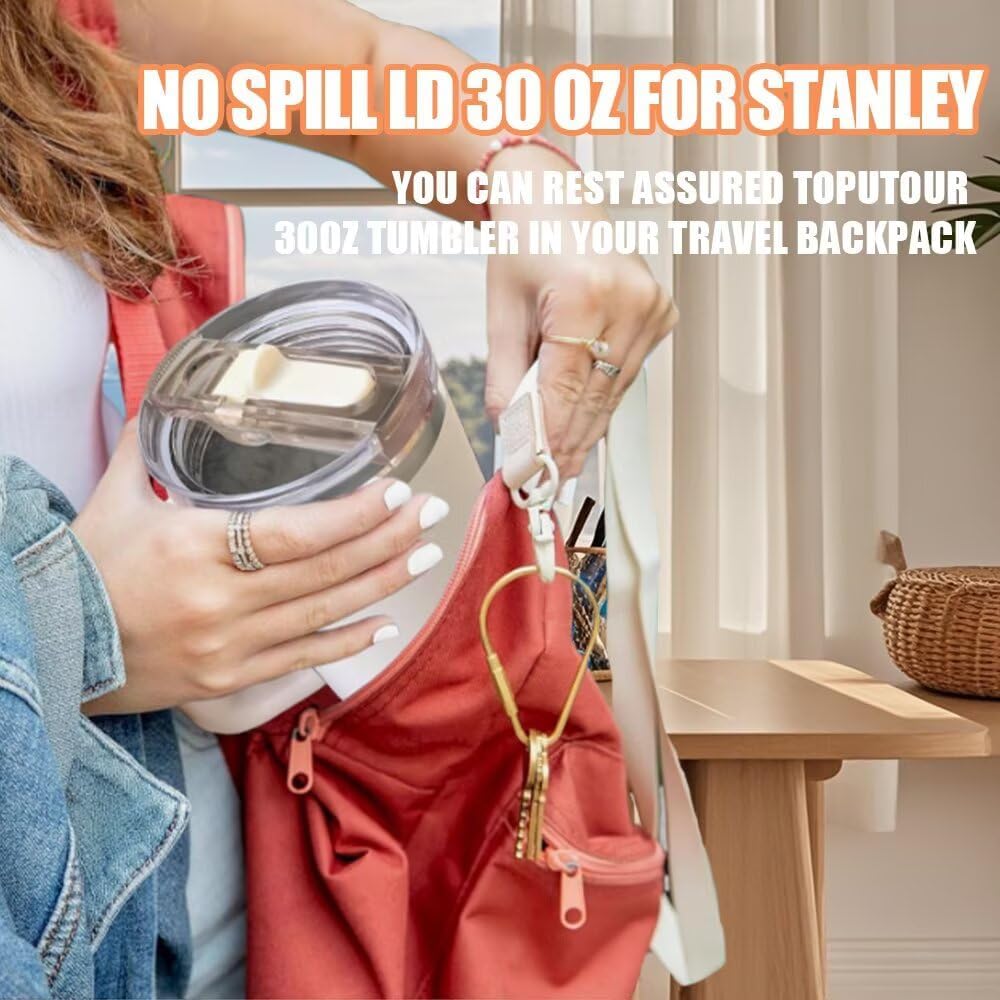 2 Pack 40 oz Tumbler Detachable Flip Straw Lid Replacement Fit for Stanley Quencher ProTour,Leak Proof Lid Compatible with Stanley Cup,No Spill Flip Top Tumbler Cover for Stanley Cup Accessories