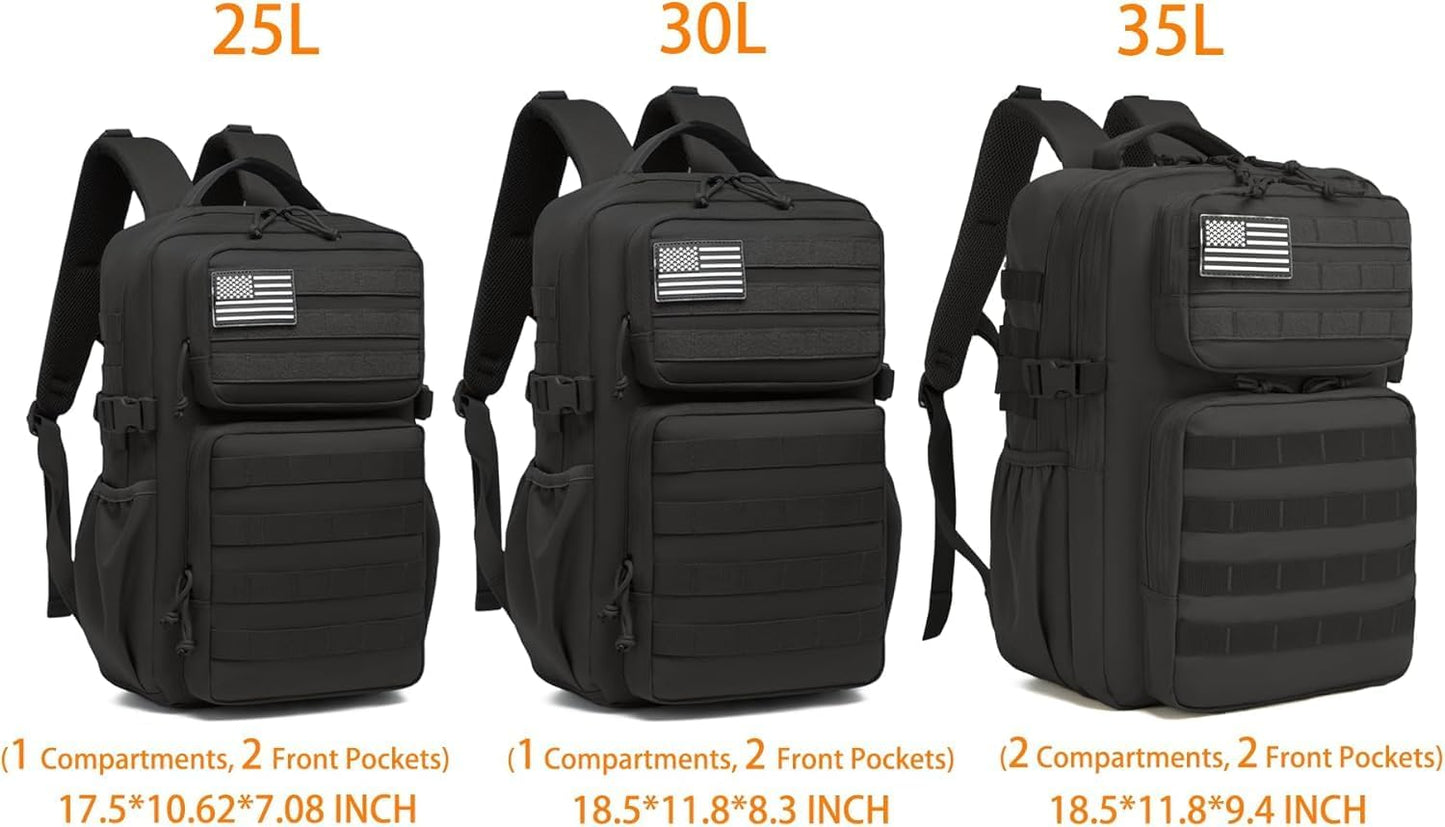 Wotony Military Tactical Backpack for Men Waterproof Daypack 3 Day Assault Pack Molle Bag with Water Bottle Holder