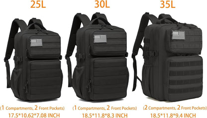 Wotony Military Tactical Backpack for Men Waterproof Daypack 3 Day Assault Pack Molle Bag with Water Bottle Holder