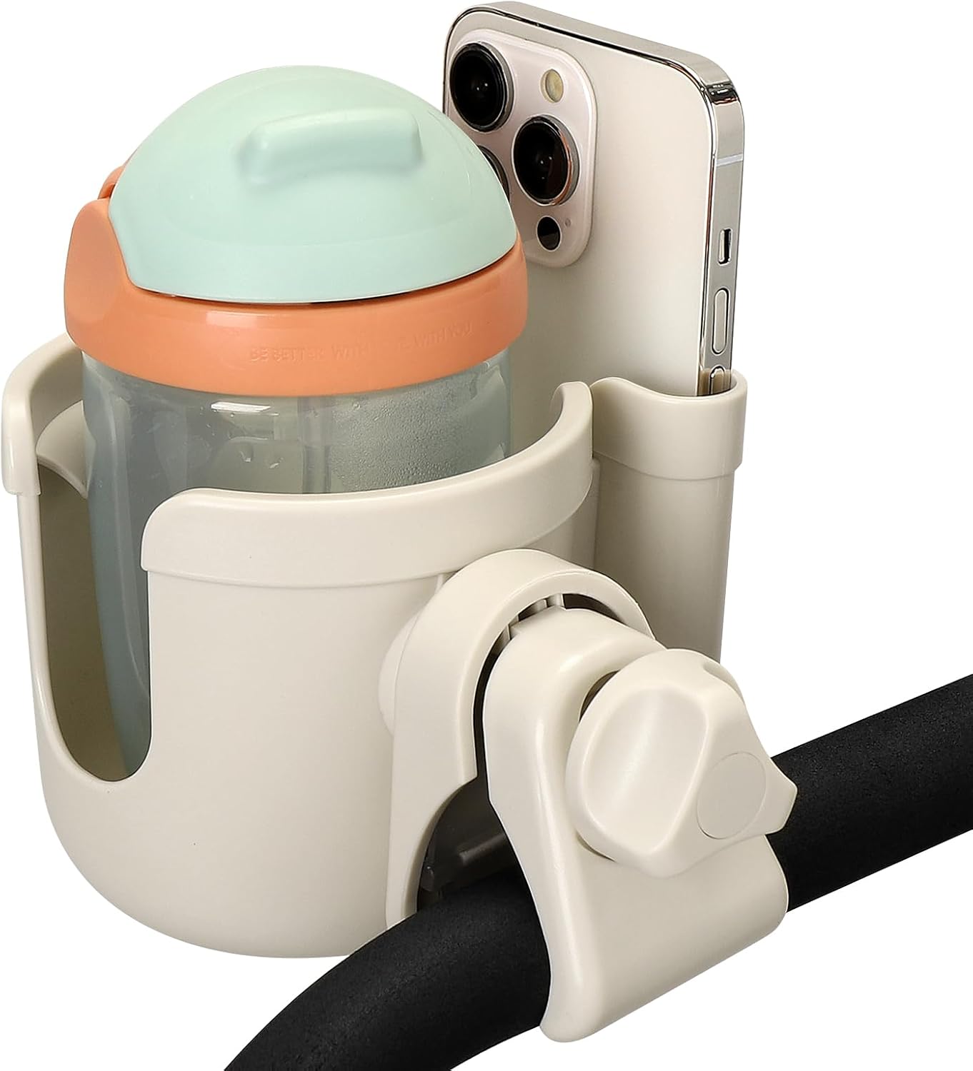 Accmor Stroller Cup Holder with Phone Holder, Bike Cup Holder, Universal Cup Holder for Uppababy Nuna Doona Strollers, 2-in-1 Cup Holder for Walker, Wheelchair, Scooter - Colors B