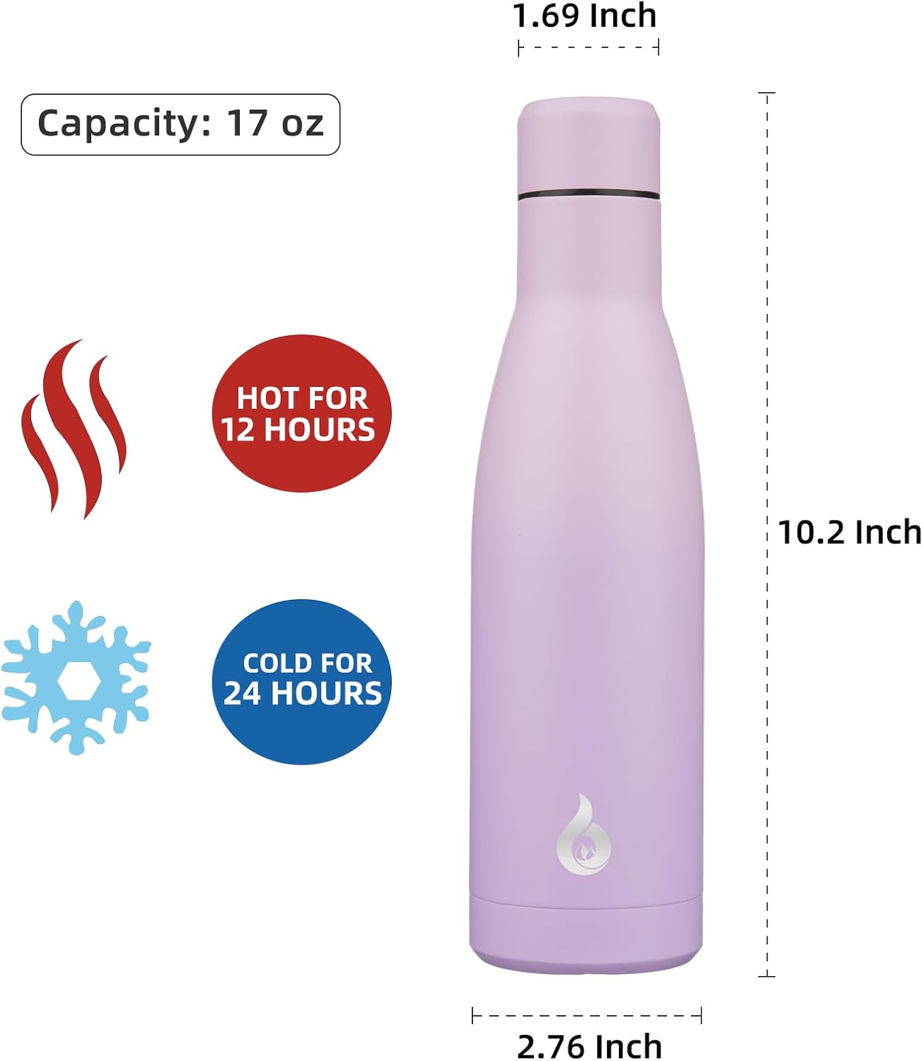 BJPKPK Insulated Water Bottle 12oz Small Stainless Steel Water Bottles Reusable Metal Thermal Keep Cold and Hot,Dreamy Purple - Colors A