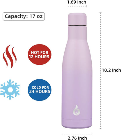BJPKPK Insulated Water Bottle 12oz Small Stainless Steel Water Bottles Reusable Metal Thermal Keep Cold and Hot,Dreamy Purple - Colors A