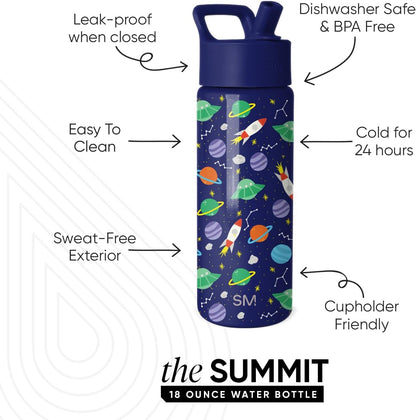 Simple Modern Kids Water Bottle with Straw Lid | 14oz Insulated Stainless Steel Kids Tumbler & Spill Proof Toddler Cup for School, Girls, Boys | Summit | Chloe Floral - Colors A