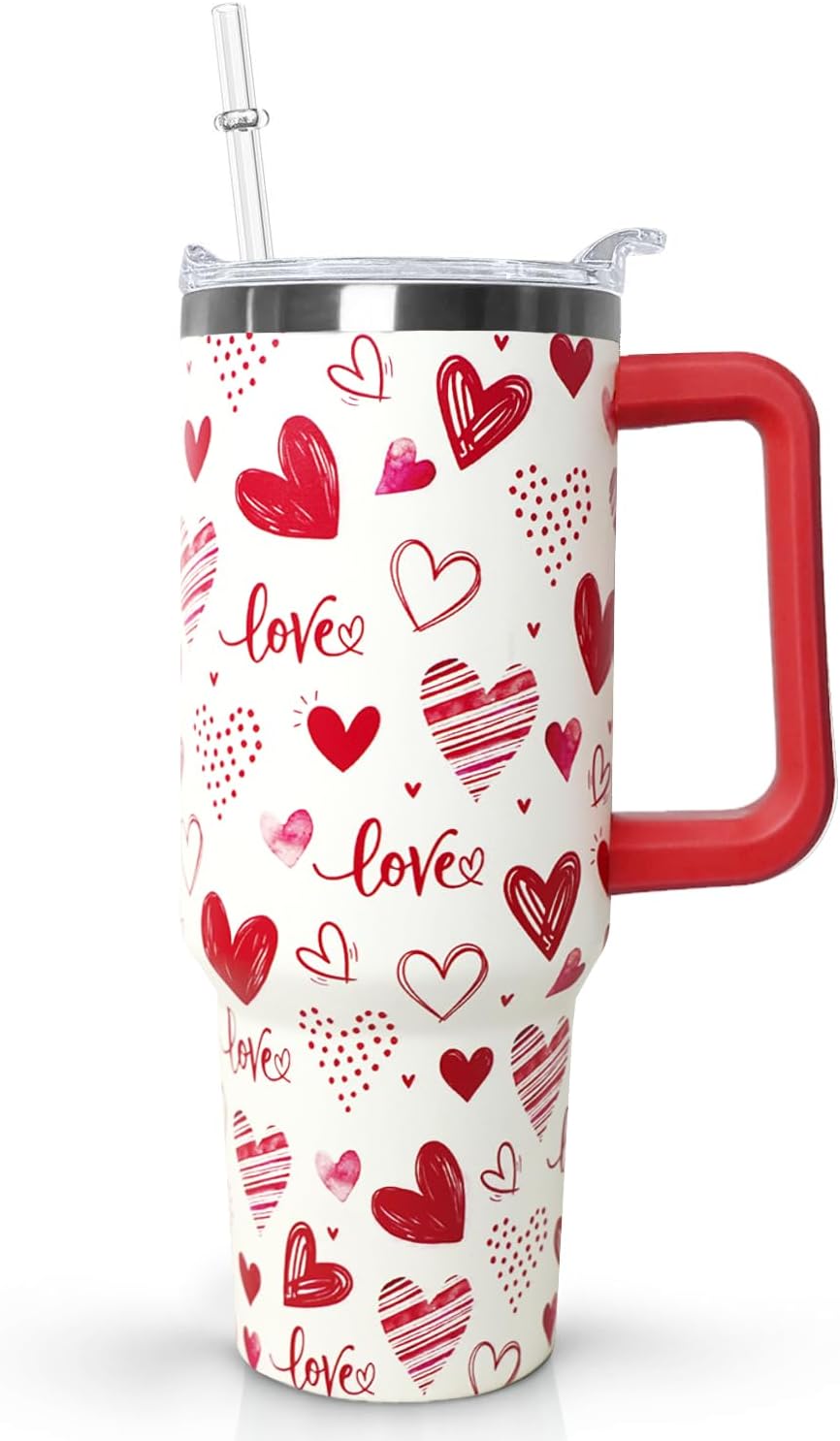 Ceovfoi 40 oz Pickleball Coffee Mug Vacuum Insulated Travel Tumbler with Handle, Lid & Straw - Perfect Pickleball Gifts for Players, Coaches, Lovers | Pickleball Accessories