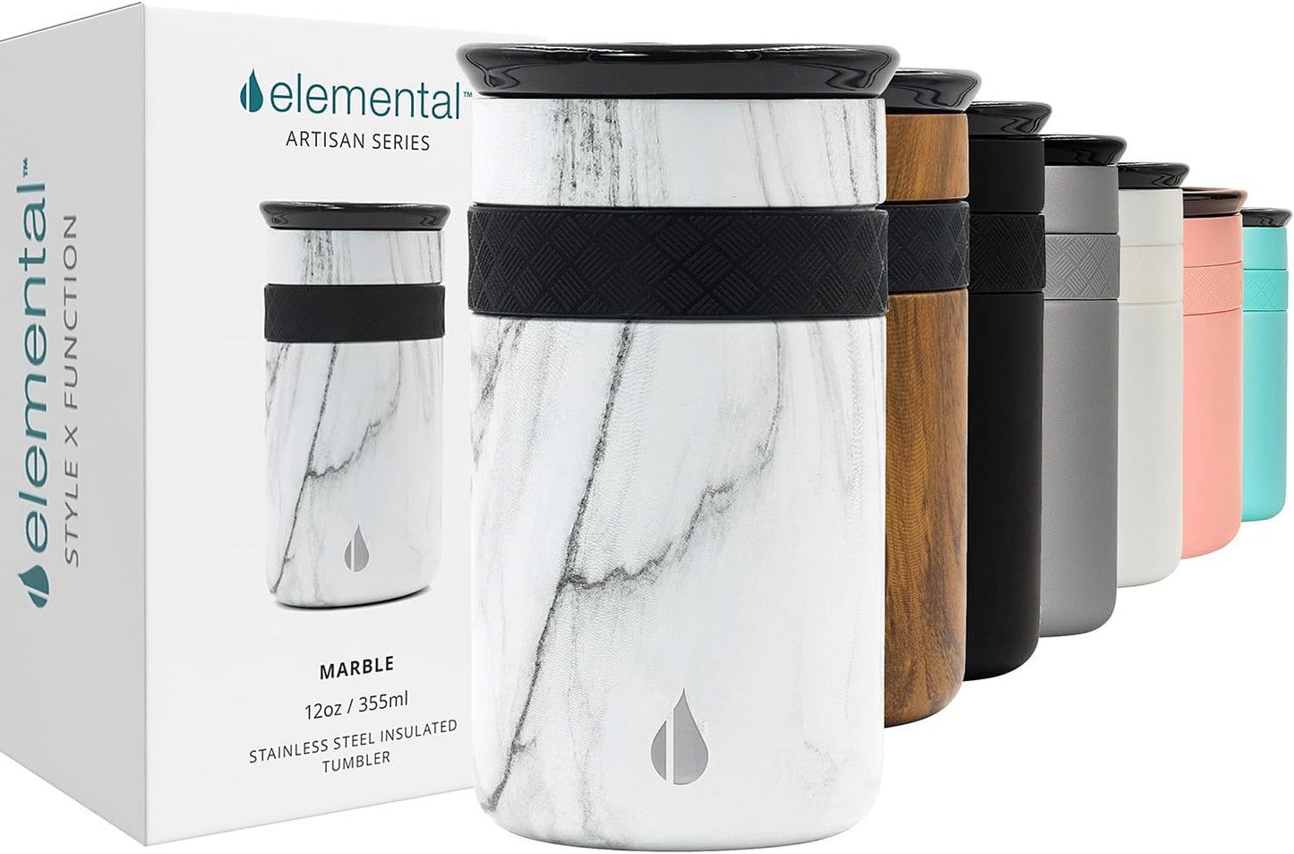 Elemental Artisan Insulated Tumbler, Triple Wall Coffee Travel Mug, Reusable Stainless Steel Coffee Tumbler with Ceramic Lid, Thermal Coffee Cups for Hot (6 Hrs) & Cold (18 Hrs), 16oz - Forest Green