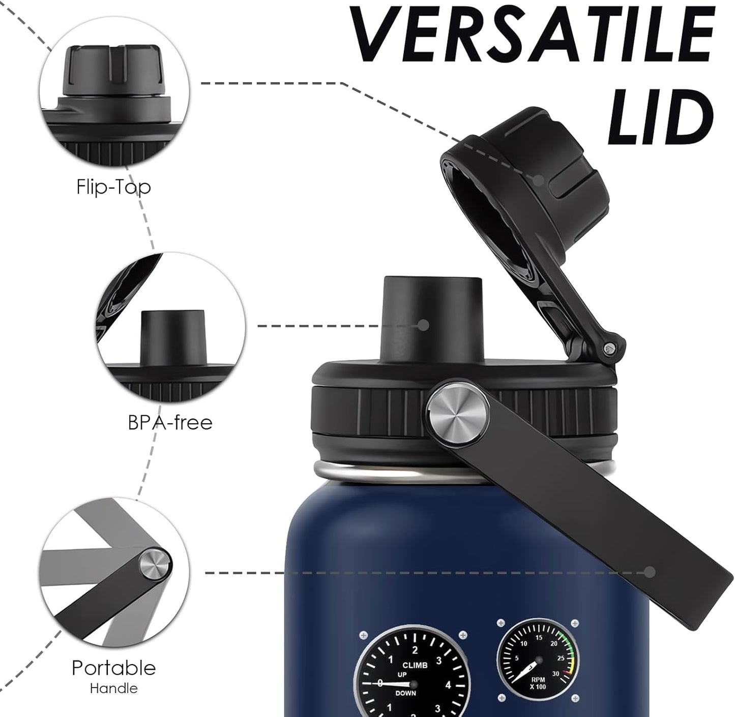 Pickleball Water Bottle 32oz | Insulated Stainless Steel Travel Tumbler with Lid Leak-Proof Keep Hot or Cold, BPA-Free |Dink Responsibly Gifts for Pickleball Lovers