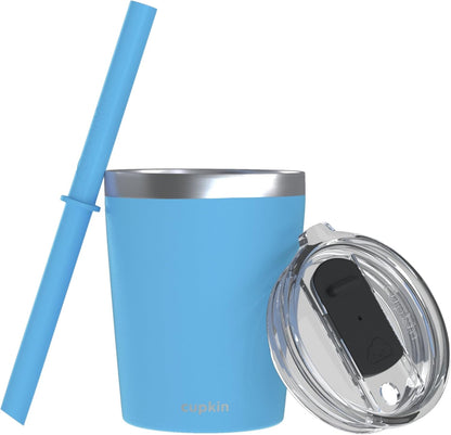 CUPKIN Stainless Steel Insulated Tumbler with Lid and Straw, 20 oz Stainless Steel Cups, Set of 2 Travel Coffee Mug for Adults, Iced Coffee Cup with Lid, Tumbler for Travel (Coral + Yellow)
