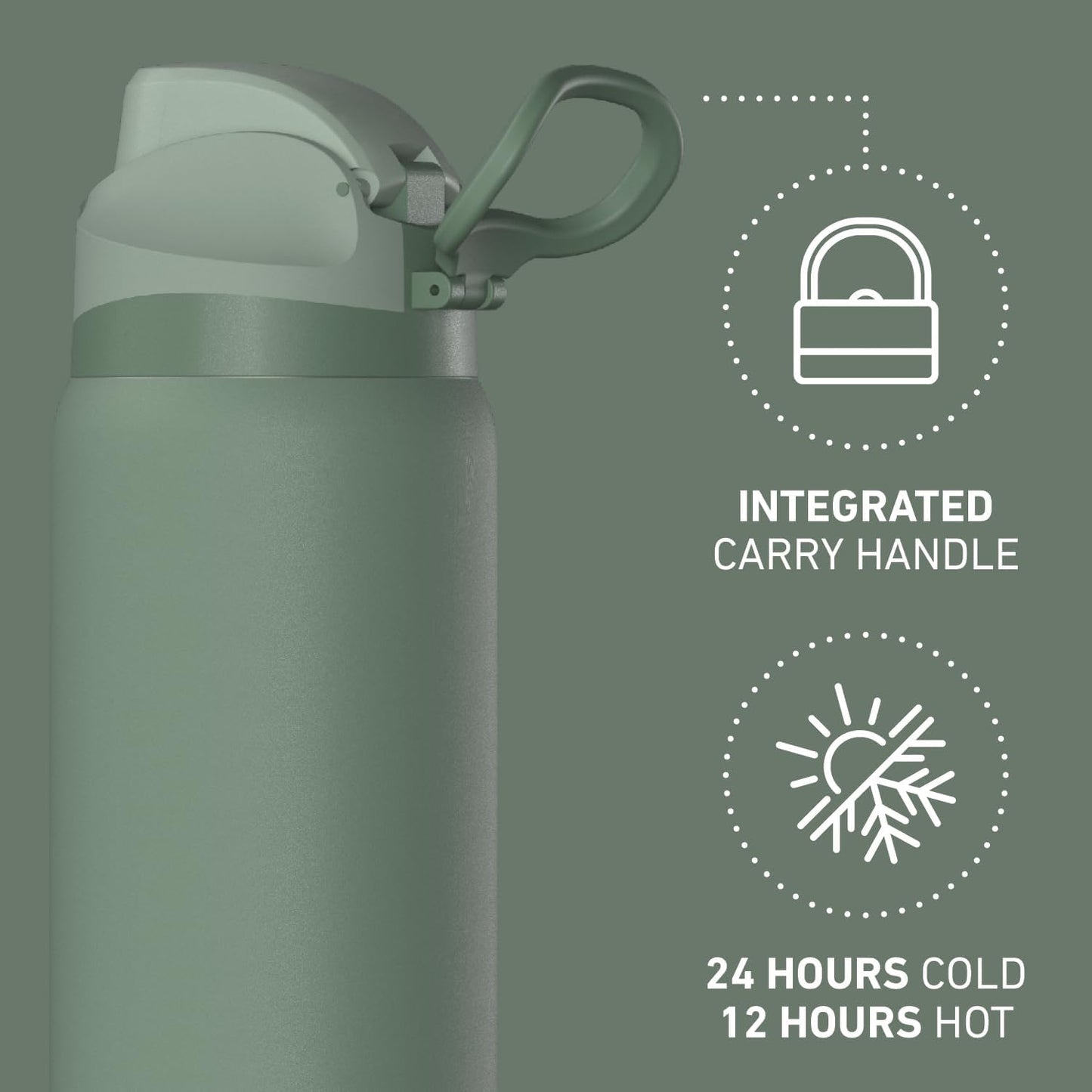 Hydrapeak Oasis 32oz Insulated Water Bottle with Locking Chug Lid & Handle, Leakproof Stainless Steel Travel Tumbler, Great for Gym, Work & Everyday Hydration, Stone 1