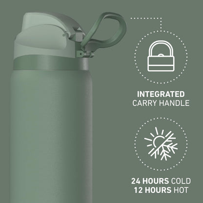 Hydrapeak Oasis 32oz Insulated Water Bottle with Locking Chug Lid & Handle, Leakproof Stainless Steel Travel Tumbler, Great for Gym, Work & Everyday Hydration, Stone 1