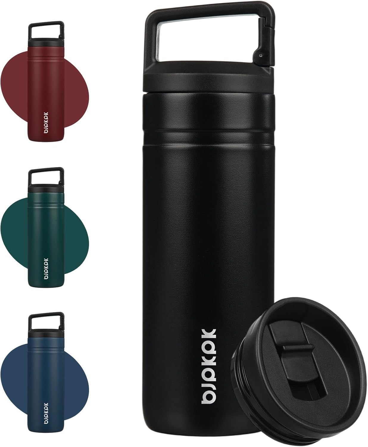 BJPKPK Insulated Water Bottle with 2 Lids,20 oz Double Wall Stainless Steel Vacuum Tumbler Travel Coffee Mug,Wide Mouth Thermal Cup,Haze Blue