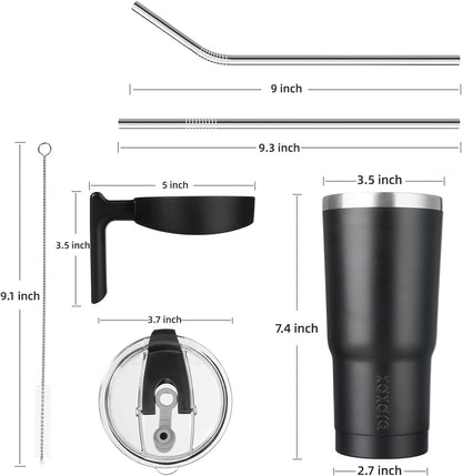 BJPKPK Tumbler With Handle And Straw Lid 40 oz Stainless Steel Insulated Coffee Tumbler Cups For Home, Office or Car,Turquoise