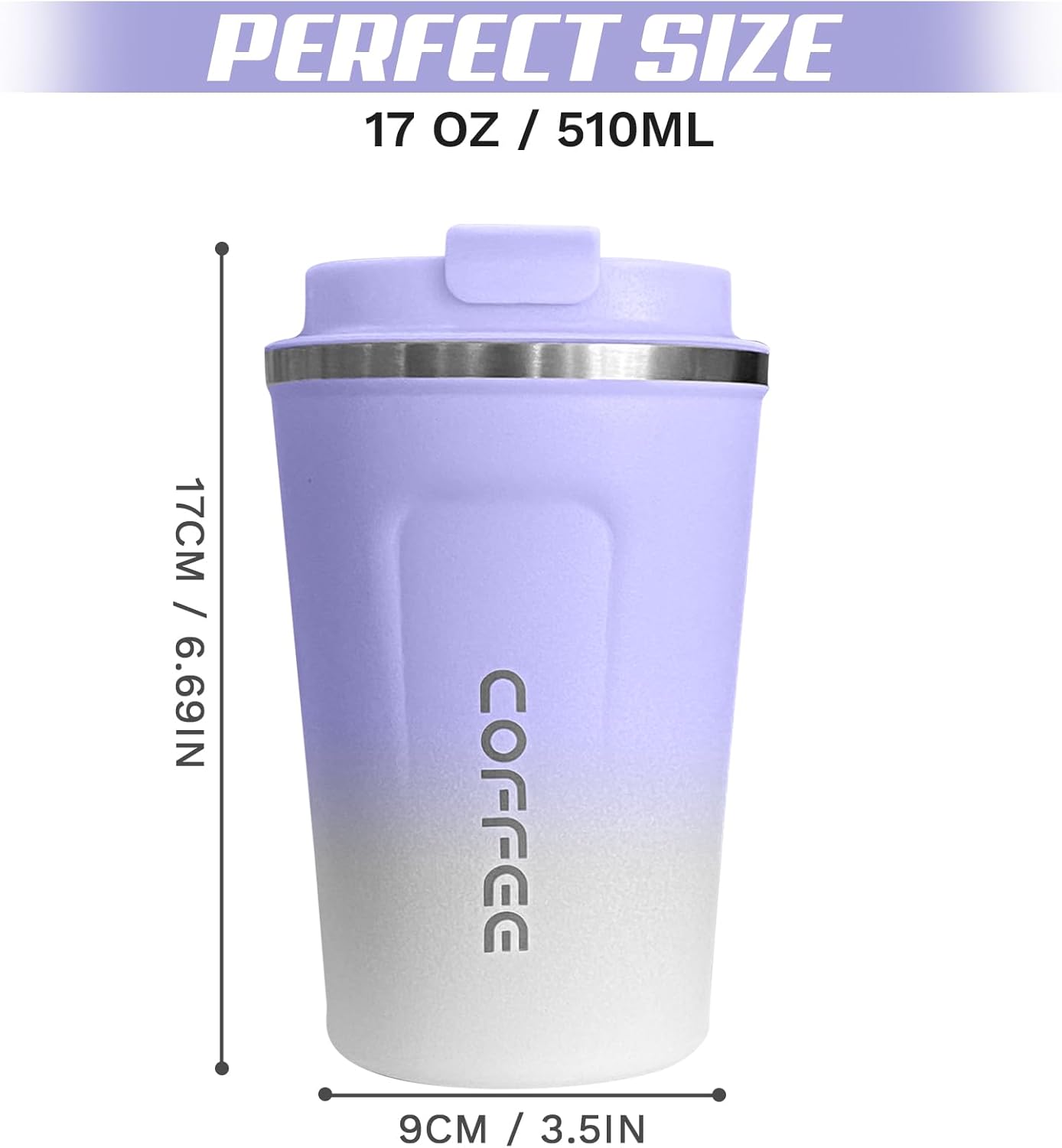SPLMIFA Travel Coffee Mug Leak-Proof, Reusable Coffee Cups with Lids, Stainless Steel Vacuum Insulated Coffee Tumblers, Thermal Insulation Cup for Men and Women Hot & Cold Drinks(2nd-Green Pink, 12OZ)