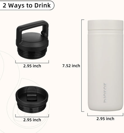 BJPKPK Insulated Water Bottle with 2 Lids,20 oz Double Wall Stainless Steel Vacuum Tumbler Travel Coffee Mug,Wide Mouth Thermal Cup,Haze Blue
