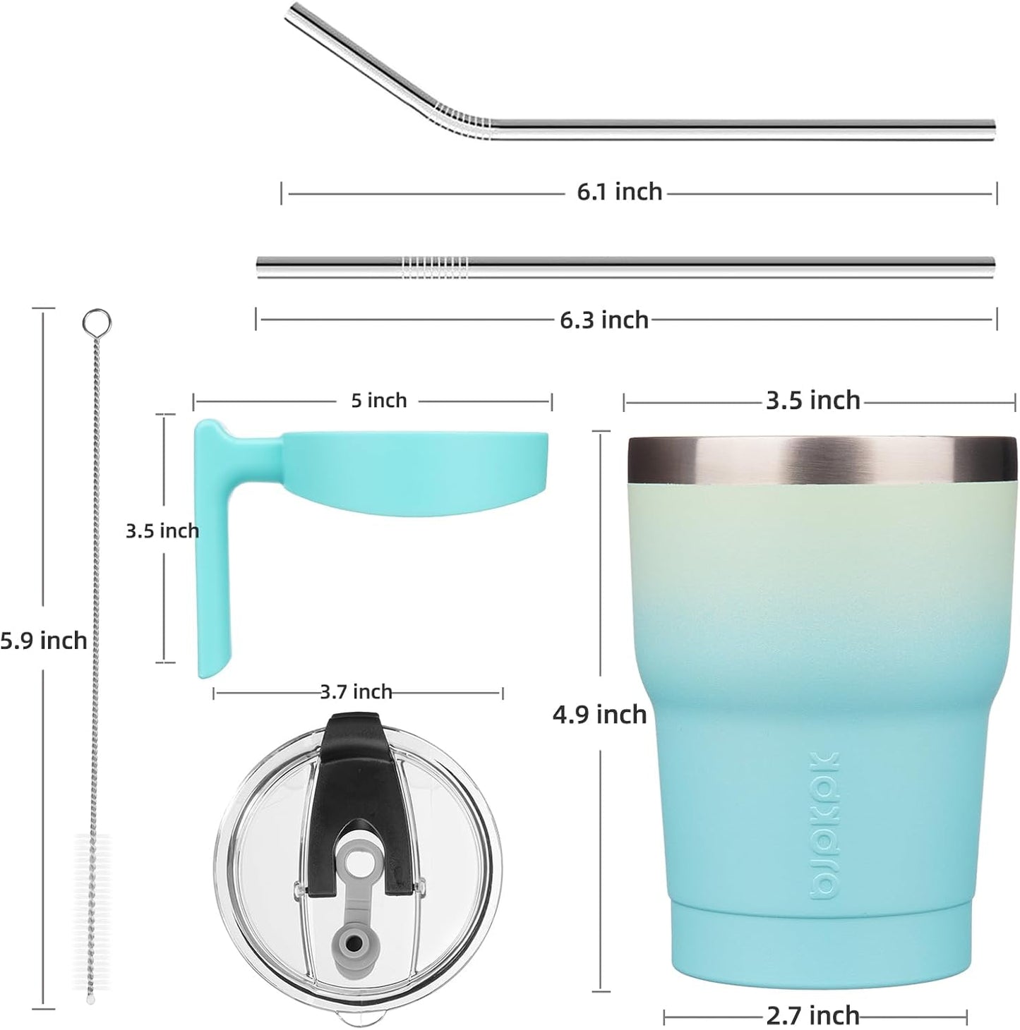 BJPKPK Tumbler With Handle And Straw Lid 40 oz Stainless Steel Insulated Coffee Tumbler Cups For Home, Office or Car,Turquoise