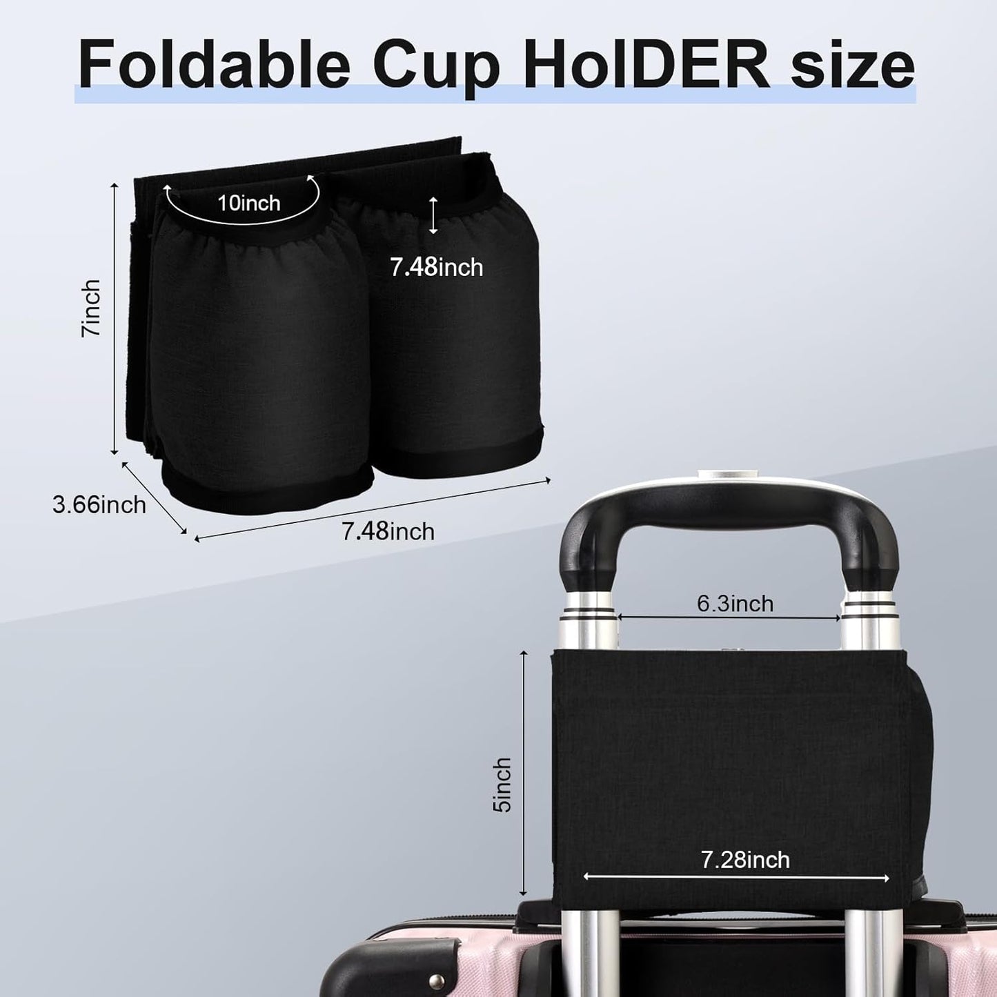 Luggage Cup Holder for Suitcases Free Hands, Travel Accessories, Luggage Cup Caddy Gifts, Beverage Holder, Universal Luggage Accessories for Flight Attendants, Business Travelers, Grey