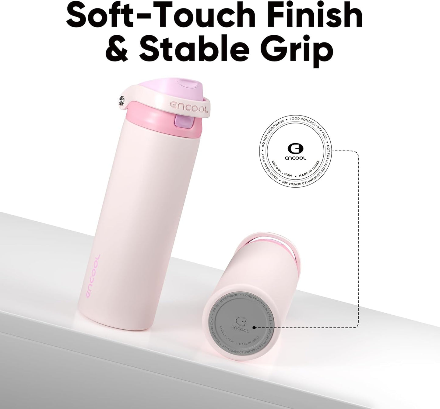 ENCOOL Leakproof Insulated Water Bottle with Straw Dual-Sip Water Bottle Bag-Safe Design for Work, Commute & Gym – Keeps Drinks Cold All Day, 24 oz, Lemonade Pink - Colors B
