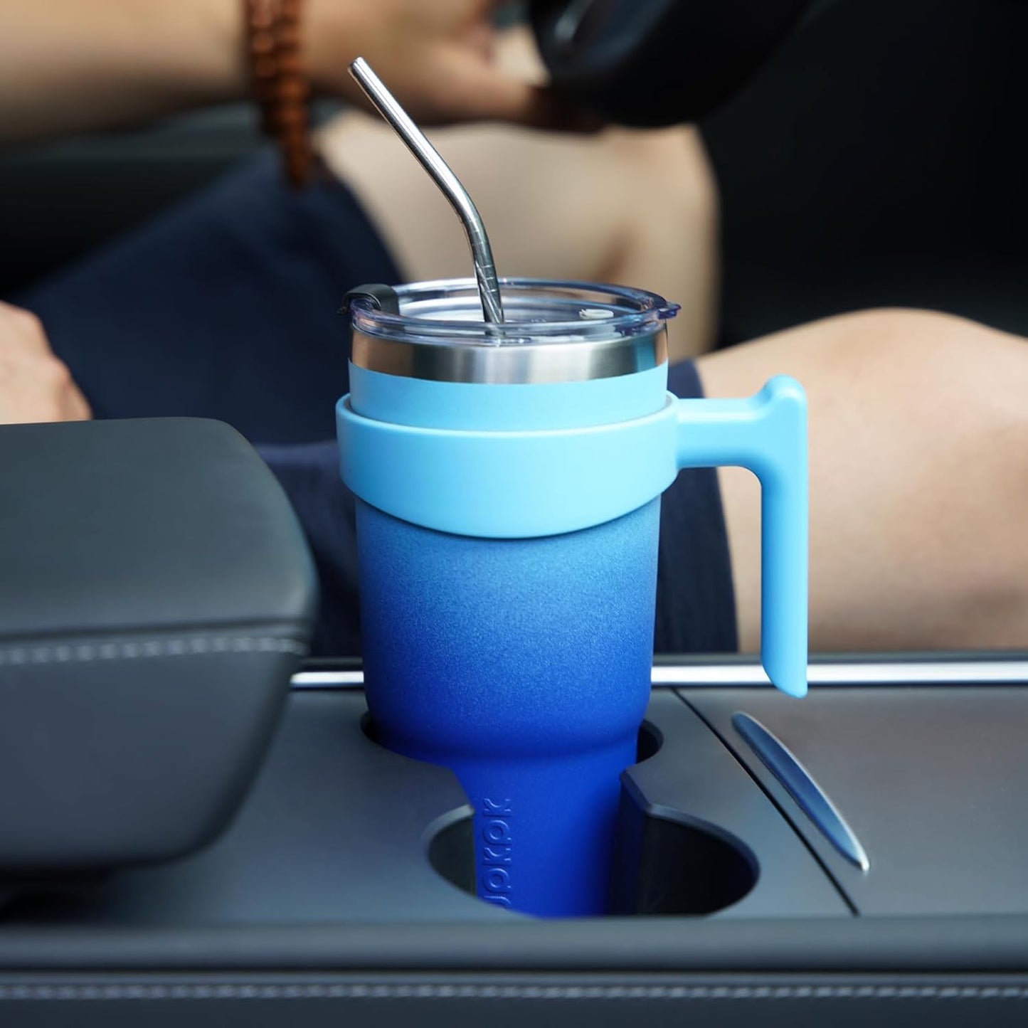 BJPKPK Tumbler With Handle And Straw Lid 40 oz Stainless Steel Insulated Coffee Tumbler Cups For Home, Office or Car,Turquoise