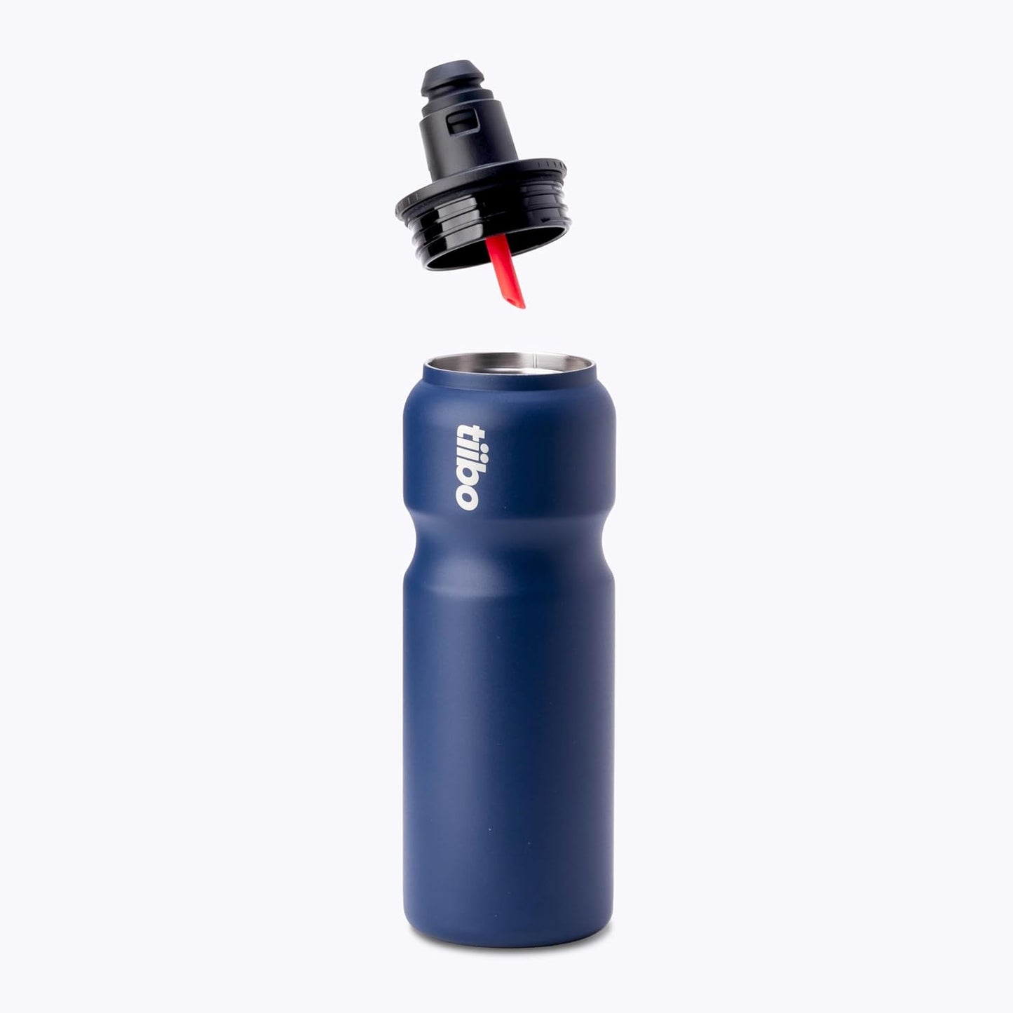 tiibo Vacuum Insulated Stainless Steel Bike Water Bottle, Double Wall, No-Squeeze, Fast Flow Sport Nozzle, Designed for Cycling, Biking, Fitness & Sports, Fits Most Bike Cages (Brushed, 23OZ)