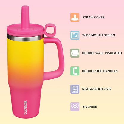 BJPKPK 50oz Insulated Tumbler with Handle Stainless Steel Travel Coffee Mug with Lid Reusable Large Water Bottle with Straw,Sky