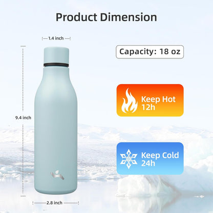 Konokyo Insulated Water Bottle with Strap,18 oz Double Wall Stainless Steel Vacuum Bottles Metal Water Flask,Macaron Green - Colors B
